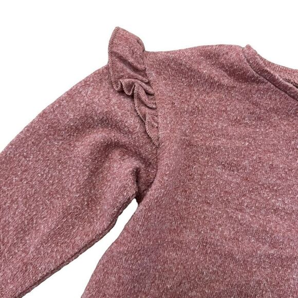 Zara Kids Girls Knit Ruffle Long Sleeve Pullover Top Size 9-12 Months Mauve Pink - Picture 3 of 6